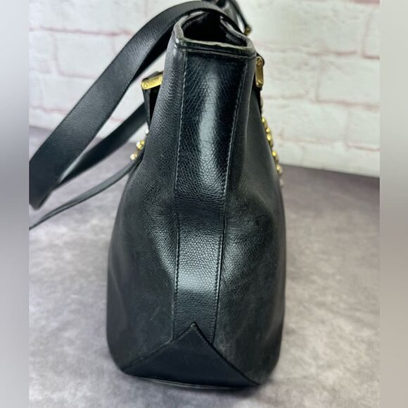 Yves Saint Laurent Studded Y Black Leather Tote Bag Large - Picture 4 of 15